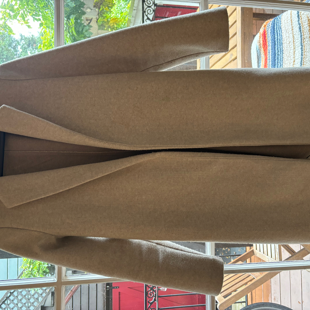 ZARA Tan Long Wool Blend Coat - Size S